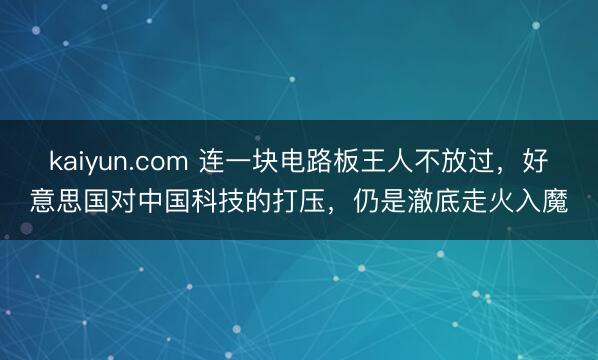 kaiyun.com 连一块电路板王人不放过，好意思国对中国科技的打压，仍是澈底走火入魔