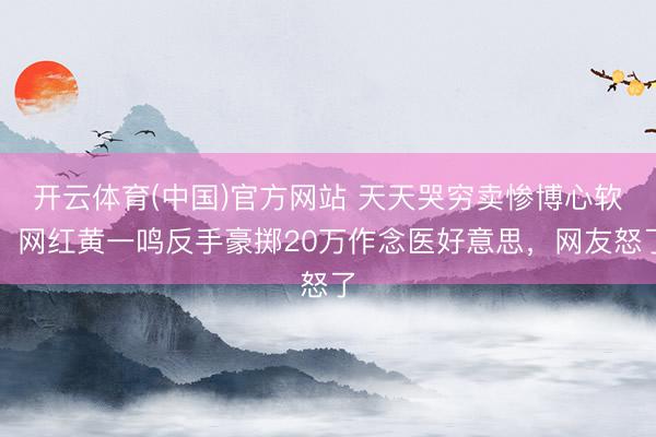 开云体育(中国)官方网站 天天哭穷卖惨博心软!网红黄一鸣反手豪掷20万作念医好意思,网友怒了