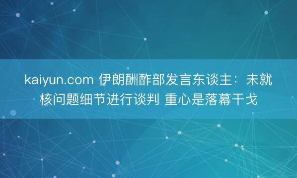 kaiyun.com 伊朗酬酢部发言东谈主：未就核问题细节进行谈判 重心是落幕干戈