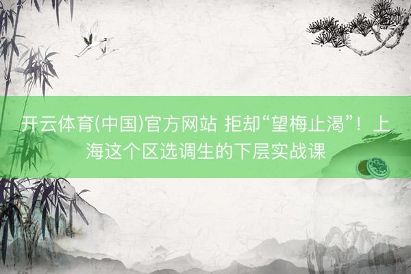 开云体育(中国)官方网站 拒却“望梅止渴”！上海这个区选调生的下层实战课