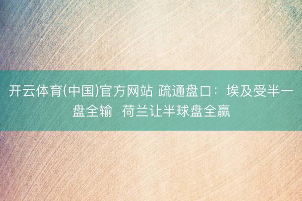 开云体育(中国)官方网站 疏通盘口:埃及受半一盘全输 荷兰让半球盘全赢