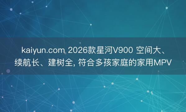 kaiyun.com 2026款星河V900 空间大、续航长、建树全, 符合多孩家庭的家用MPV
